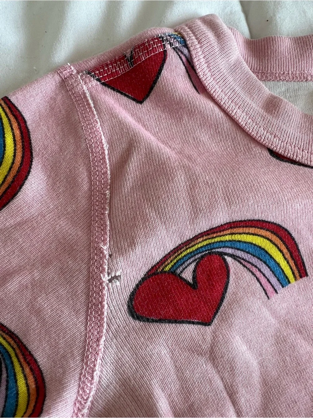 Hanna Andersson Pink Heart & Rainbow Pajama Set 120 6-7